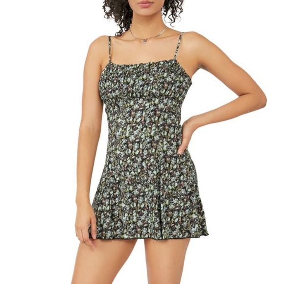 Free People Jamie Strappy Printed Mini Dress In Midnight Combo - Picture 1 of 8
